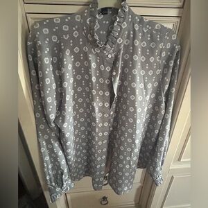 EUC. Size medium. Ann  Taylor mystic floral ruffle neck shirt.